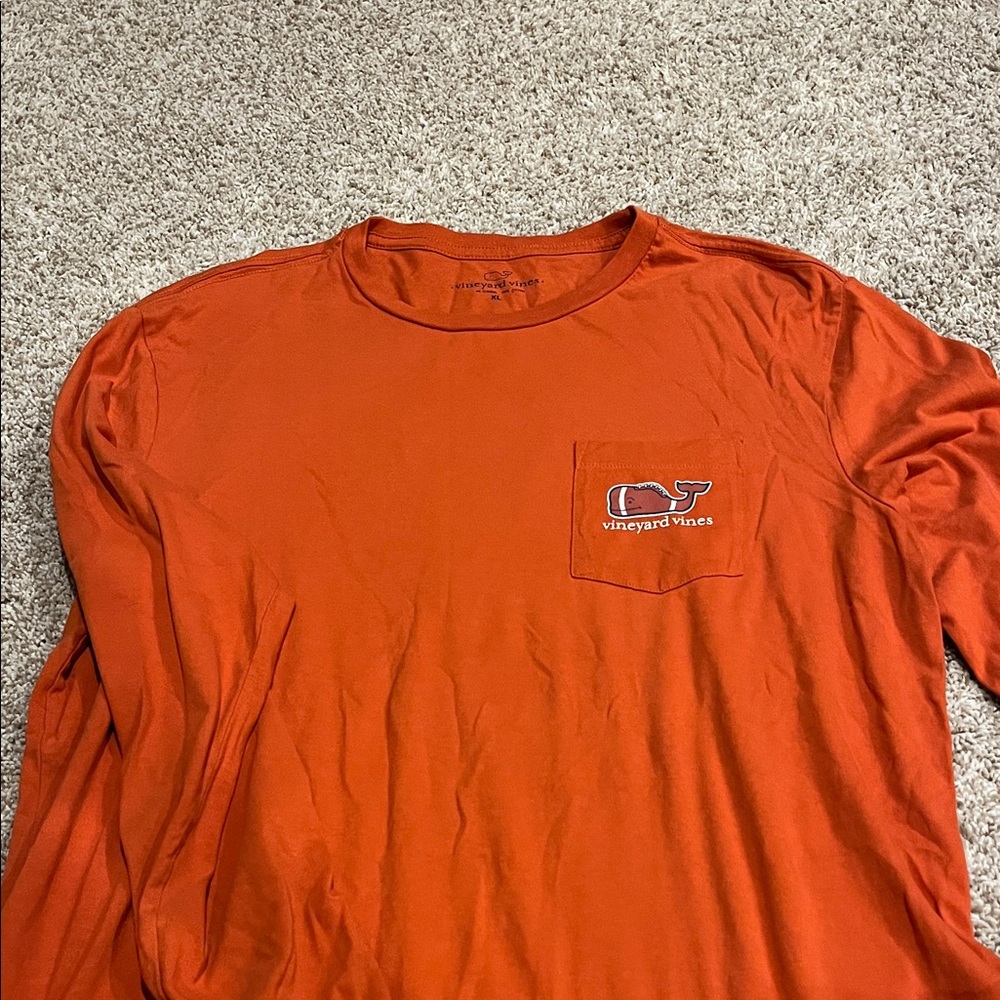 Vineyard Vines Men's Bright Orange Long Sleeve Tee